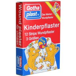 Rote Box mit Kinderpflaster, dekoriert mit fröhlichen Teddybären.
