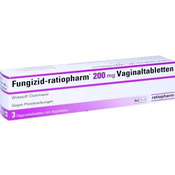 Packung mit Vaginaltabletten gegen Pilzinfektionen, enthält 200 mg Clotrimazol.